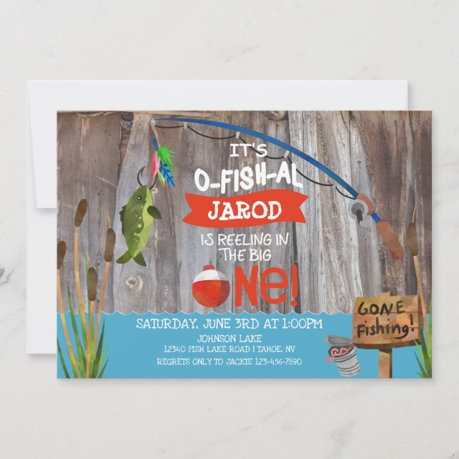 Fishing Outdoorsman Themed Birthday Invitation (Front)