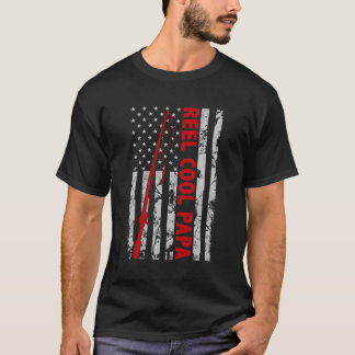 Fishing Papa American Flag Fisher For Father'S Day T-Shirt