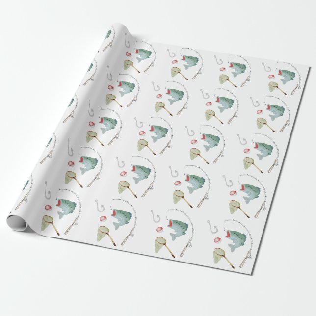 Fishing Party Napkins Wrapping Paper (Unrolled)