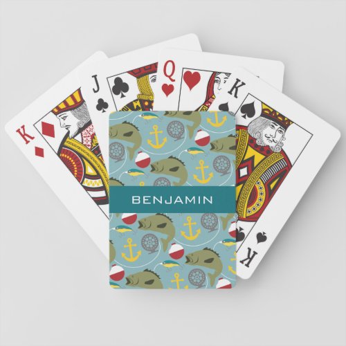 Fishing Pattern with Custom Name Poker Cards