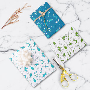 Fishing Pattern Wrapping Paper Sheets