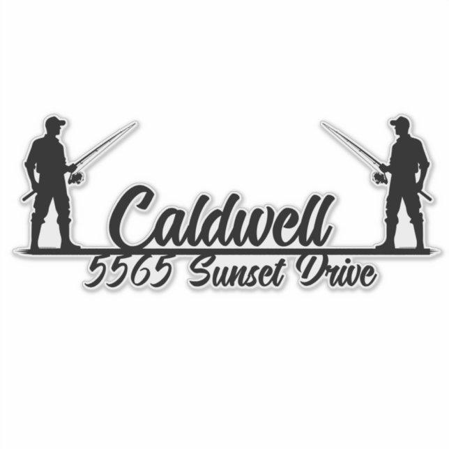 Fishing Personalized Address Mailbox Sticker (Front)