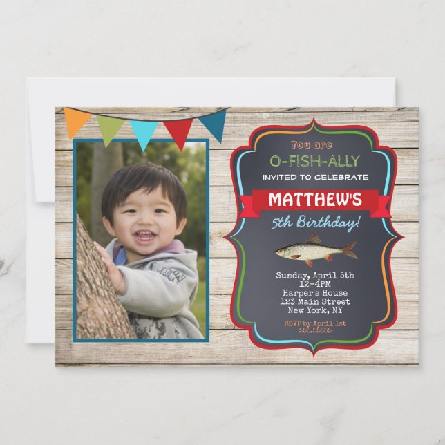 Fishing Photo Birthday Party Invitations (Front)