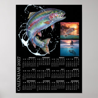 Fishing Photo Calendar 2027, Fly Fishing, Trout Poster