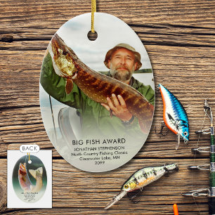 Fishing Photo Keepsake Oval Ceramic Ornament