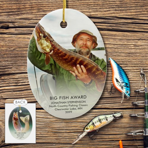 Fishing Photo Keepsake Oval Ceramic Ornament