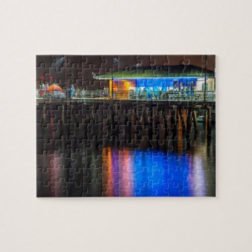 Fishing pier and glassy waters jigsaw puzzle
