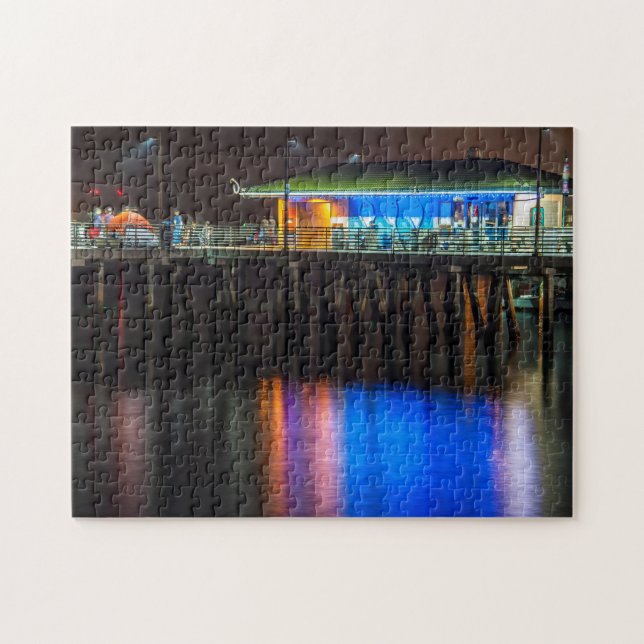 Fishing pier and glassy waters  jigsaw puzzle (Horizontal)