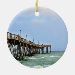 Fishing Pier by Shirley Taylor Ceramic Ornament