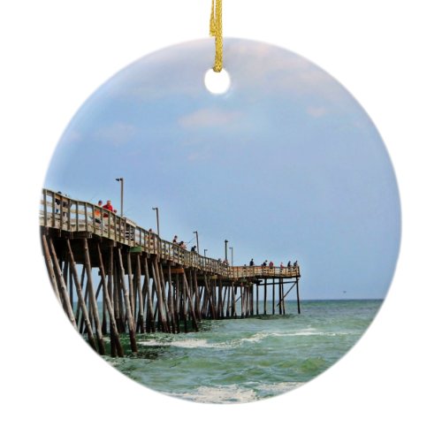 Fishing Pier by Shirley Taylor Ceramic Ornament