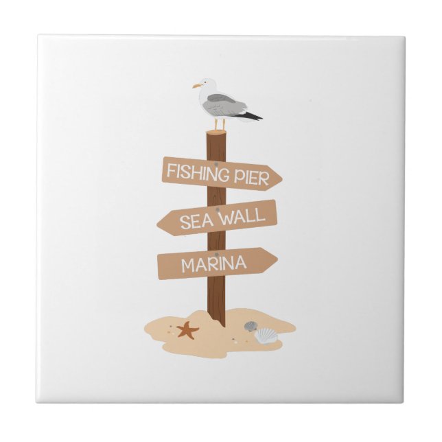 Fishing Pier Ceramic Tile (Front)