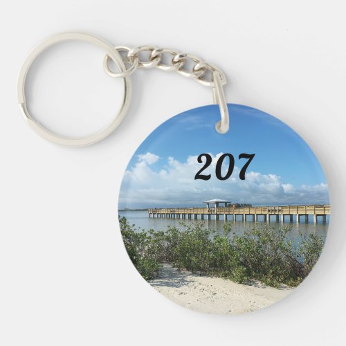 Fishing Pier Room Number Keychain