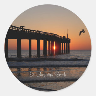 Fishing Pier, St. Augustine Beach Classic Round Sticker