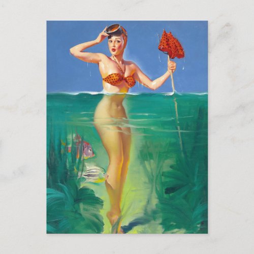 Fishing Pin Up Postcard