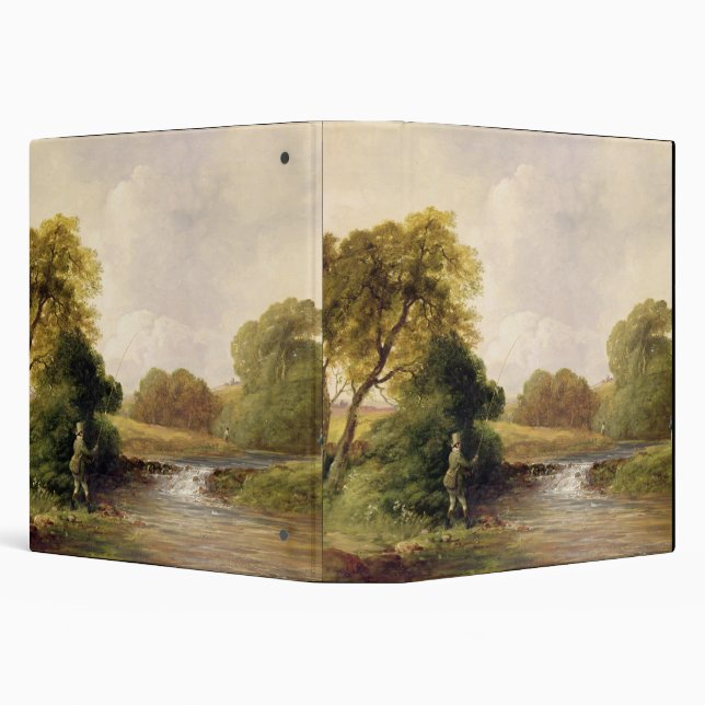 Fishing: Playing a Fish (oil on canvas) 3 Ring Binder (Background)