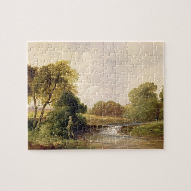 Fishing: Playing a Fish (oil on canvas) Jigsaw Puzzle (Horizontal)