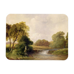 Fishing: Playing a Fish (oil on canvas) Magnet