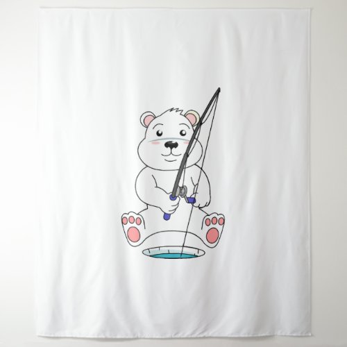 Fishing Polar Bear Tapestry