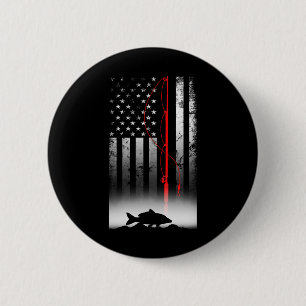 Fishing Pole American Flag for Patriotic Button