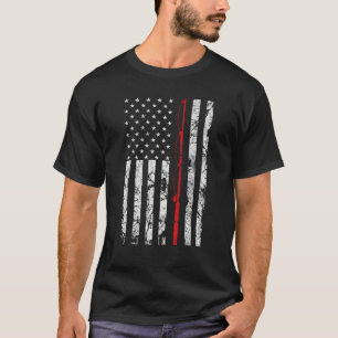 Fishing Pole American Flag gift for Fisherman T-Shirt