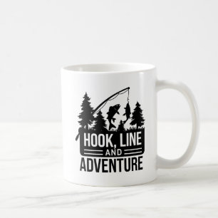 Fishing Pole & Catch Outdoor Camping Illustration Coffee Mug