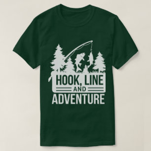 Fishing Pole & Catch Outdoor Camping Illustration T-Shirt