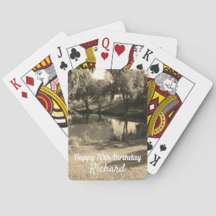 Fishing Pool personalised 70th birthday Poker Cards
