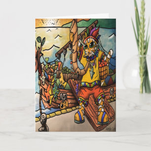 Fishing Port Merchant Cat Card