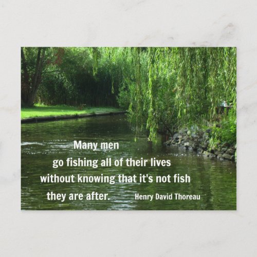 Fishing quote by HD Thoreau Postcard