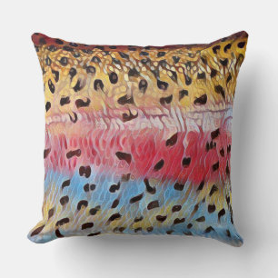 Fishing Rainbow Trout 20 x 20 Throw Pillow