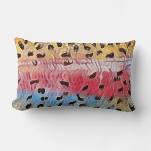 Fishing Rainbow Trout Lumbar Pillow