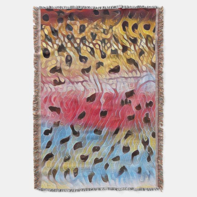 Fishing Rainbow Trout Throw Blanket (Front Vertical)