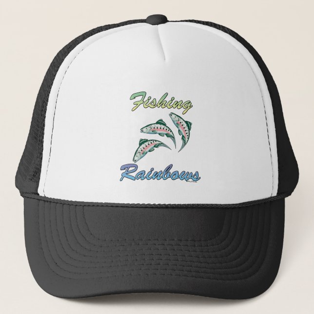 Fishing Rainbows Fishing Rainbow Trout Trucker Hat (Front)