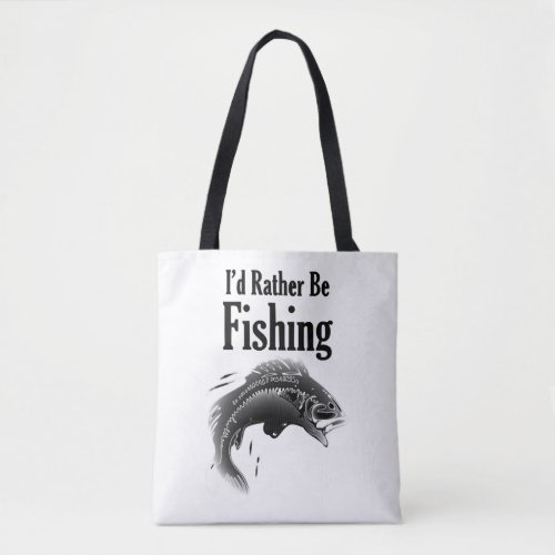 fishing rather be fish tote bag