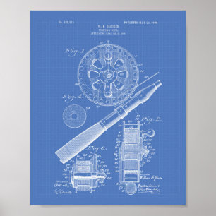 Fishing Reel 1906 Patent Art Blueprint Poster