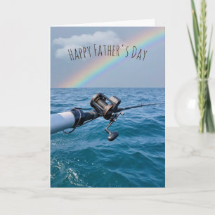 Fishing Reel and Rainbow Father's Day Card