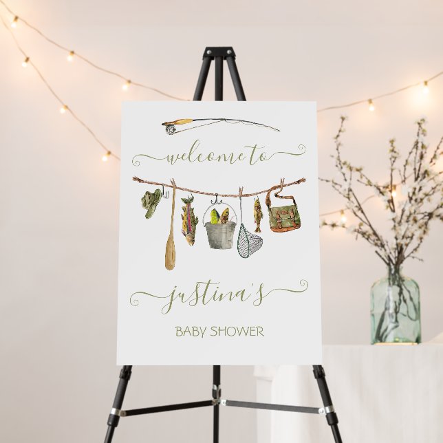 Fishing Reel Baby Shower Clothesline Foam Board (In Situ (Stand))