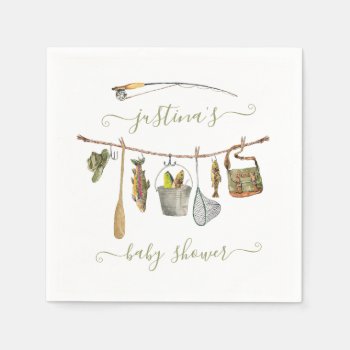 Fishing Reel Baby Shower Clothesline Napkins by McBooboo at Zazzle