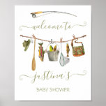 Fishing Reel Baby Shower Clothesline Poster at Zazzle