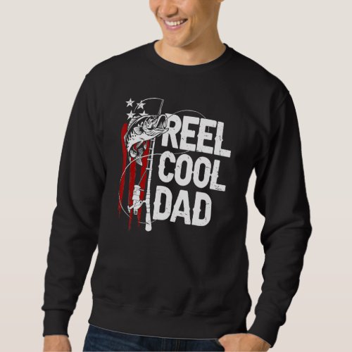 Fishing Reel Cool Dad Daddy Fisherman Usa Flag Fat Sweatshirt