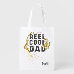 Fishing Reel Cool Dad with golden rod  Father    Grocery Bag