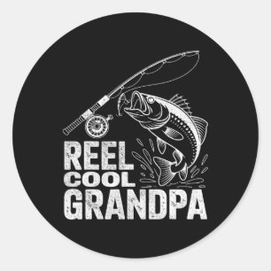 Fishing Reel Cool Grandpa Dad Joke Funny Fathers D Classic Round Sticker