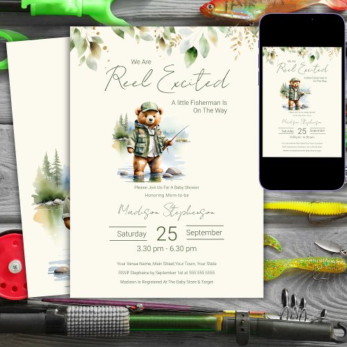 Fishing Reel Excited Boy Baby Shower