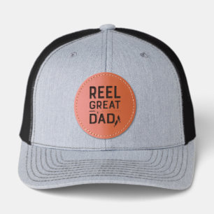 Fishing Reel Great Dad Leather Patch Hat