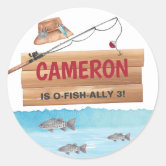 The Big One Fishing Theme Boys First Birthday Square Sticker