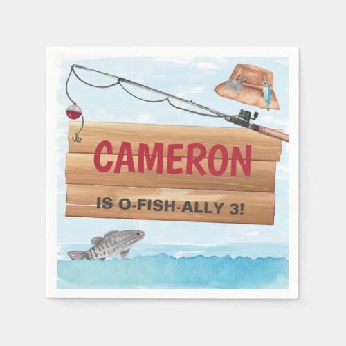 Fishing Reel in some fun Any Age Birthday Party Napkins
