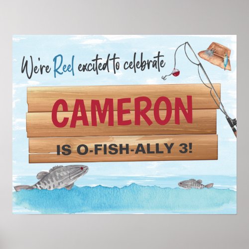 Fishing Reel in some fun Any Age Birthday Party Poster