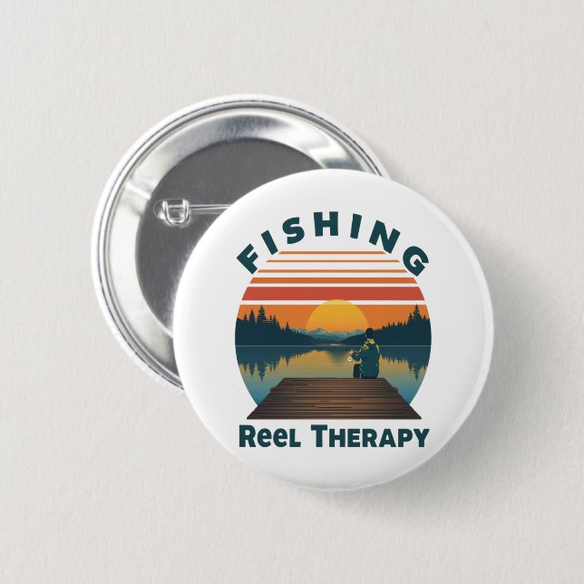 Fishing Reel Therapy Dad Button (Front & Back)