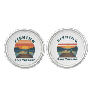 Fishing Reel Therapy Dad Cufflinks