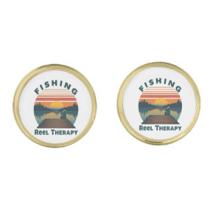 Fishing Reel Therapy Dad Cufflinks